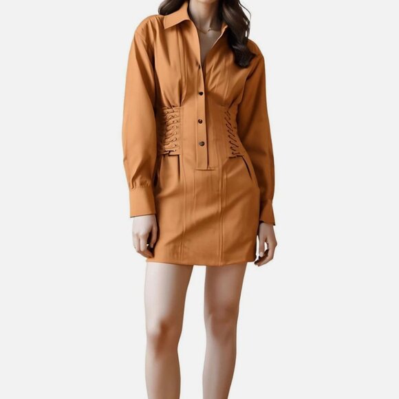 A.L.C. CORSET Collar Canvas Shirtdress sz 2 - Picture 1 of 2